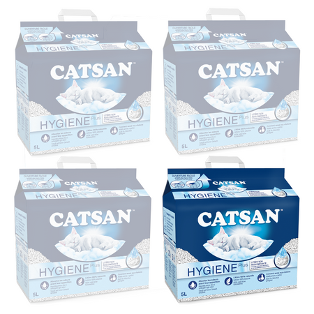 Catsan Hygiene Plus 4x5L Żwirek Dla Kota Bentonitowy Niezbrylający