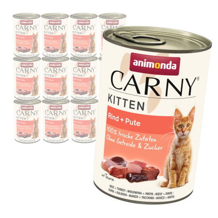 Animonda Carny Kitten 12x400g Mokra Karma Dla Kociąt z Wołowiną i Indykiem