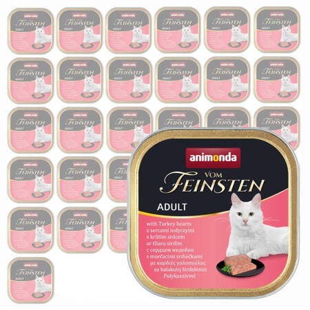 Animonda Vom Feinsten Adult 32x100g Mokra Karma dla Kota z Sercami Indyka