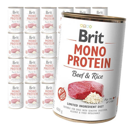 Brit Mono Protein 24x400g Mokra Karma dla Psów Wołowina z Ryżem Puszka