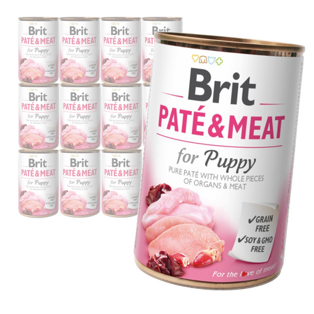 Brit Pate&Meat Mokra Karma Dla Szczeniąt z Kurczakiem i Indykiem Puszka 12x400g