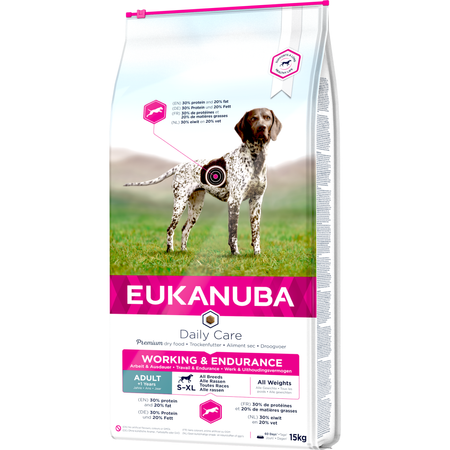 Eukanuba Working Endurance Sucha Karma (granulki) Z Kurczakiem Dla Dorosłych Psów Aktywnych I Pracujących 15kg