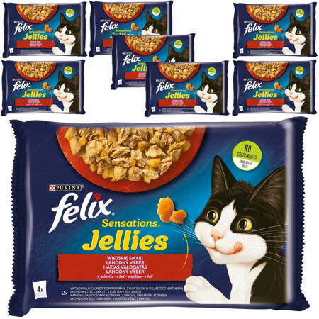 Felix Sensations Jellies Karma Dla Kotów Wiejskie Smaki W Galaretce 8x340g (32x85g) Wołowina Kurczak