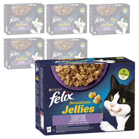 Felix Sensations Jellies Karma Dla Kotów Wybór Smaków W Galaretce 6,12kg (72x85g) Indyk Jagnięcina Makrela Śledź