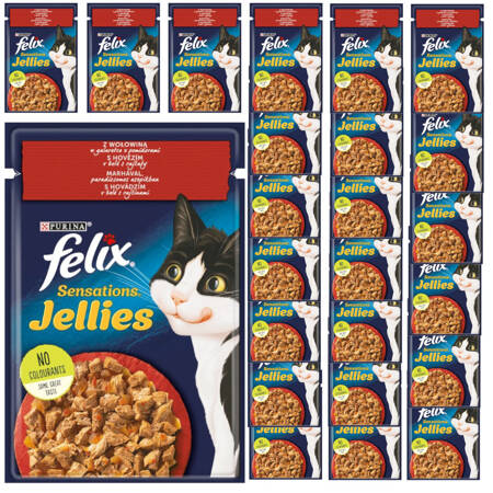 Felix Sensations Jellies Karma Dla Kotów Z Wołowiną W Galaretce Z Pomidorami 26x85g