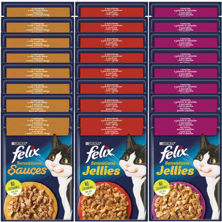 Felix Sensations Karma Dla Kotów Z Kaczką I Wołowiną W Galaretce Idykiem W Sosie 24x85g