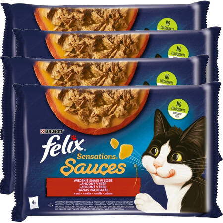 Felix Sensations Sauce Karma Dla Kotów Wiejskie Smaki W Sosie 4x340g (16x85g) Indyk Jagnięcina