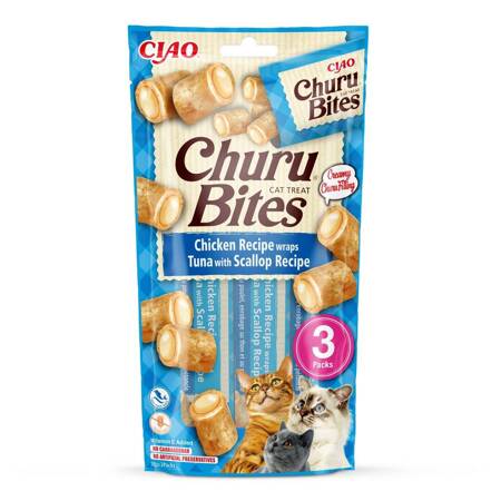 Inaba Cat Churu Bites 3x10g (30g) Przysmak Dla Kota Ciasteczka Z Nadzieniem Kurczak Tuńczyk Przegrzebki