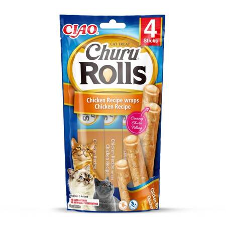 Inaba Cat Churu Rolls 4x10g Przysmak Dla Kota Pałeczki Z Nadzieniem Kurczak