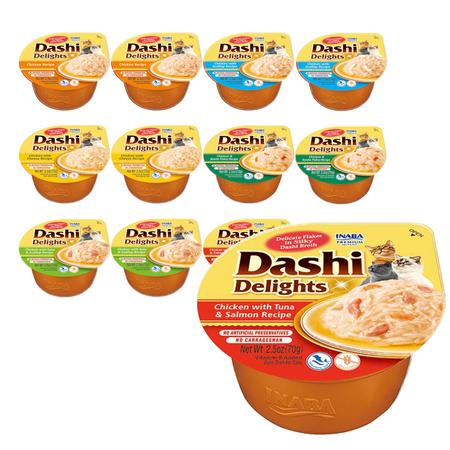 Inaba Cat Dashi Delights 12x70g Uzupełniająca Karma Dla Kota w Bulionie Mix Smaków