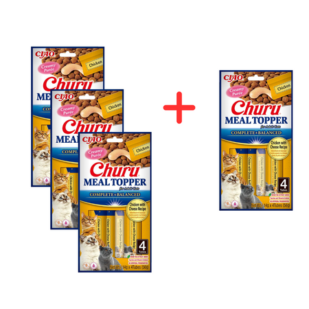 Inaba Cat Meal Topper 4x56g Kremowy Przysmak Dla Kota Pasta Kurczak z Serem 3+1 GRATIS