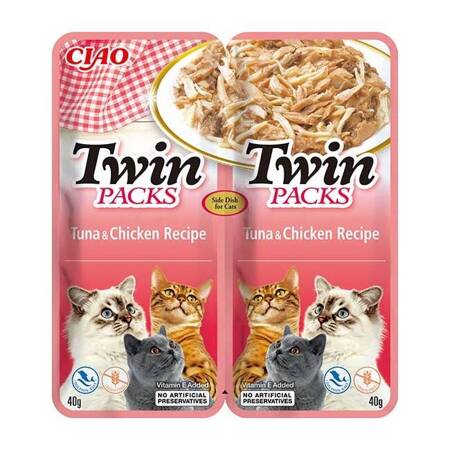 Inaba Cat Twin 2x40g Uzupełniająca Karma Dla Kota z Tuńczykiem i Kurczakiem