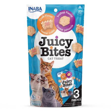 Inaba Juicy Bites 3x11,3g (33,9g) Wilgotny Przysmak Dla Kota Ciasteczka Z Krabem I Przegrzebkami