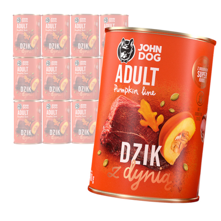 JOHN DOG Karma Mokra Dla Psa Pumpkin Line Dzik z Dynią 12x400g