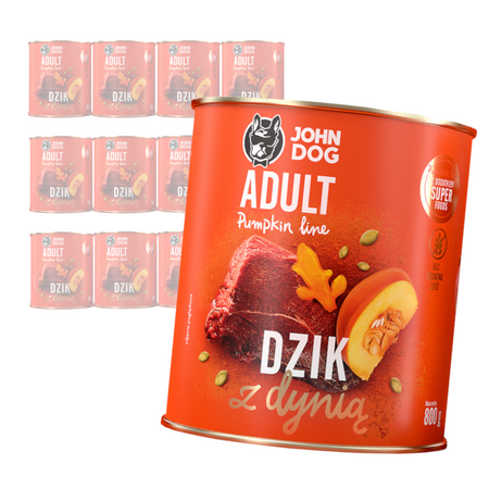 JOHN DOG Karma Mokra Dla Psa Pumpkin Line Dzik z Dynią 12x800g