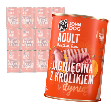 JOHN DOG Karma Mokra Dla Psa Pumpkin Line Jagnięcina z Królikiem i Dynią 12x400g