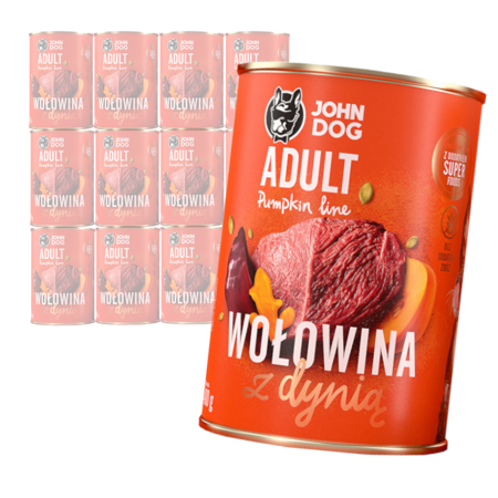 JOHN DOG Karma Mokra Dla Psa Pumpkin Line Wołowina z Dynią Zestaw 12x400g