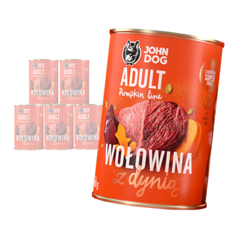 JOHN DOG Karma Mokra Dla Psa Pumpkin Line Wołowina z Dynią Zestaw 6 x 400g