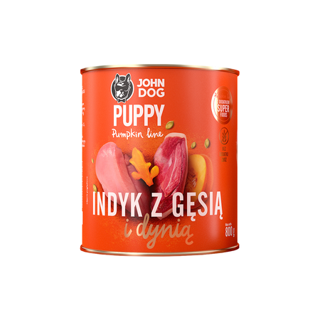 JOHN DOG Karma Mokra Dla Szczeniąt Pumpkin Line Indyk i Gęś z Dynią 800g