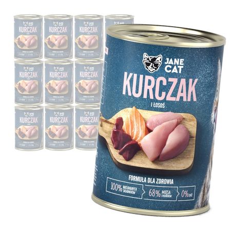 Jane Cat Adult Kurczak Łosoś 12x400g Mokra Karma Dla Kotów Bez Zbóż