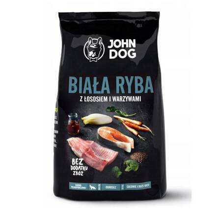 John Dog ADULT BIAŁA RYBA Z ŁOSOSIEM I WARZYWAMI 3kg - sucha karma dla psów