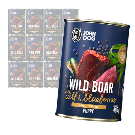 John Dog Berry Line Dzik Z Cielęciną I Jagodami 12x400g Mokra Karma Dla Szczeniąt