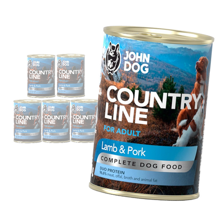 John Dog Country Line Mokra Karma Dla Dorosłych Psów Jagnięcina Z Wieprzowiną 6x400g