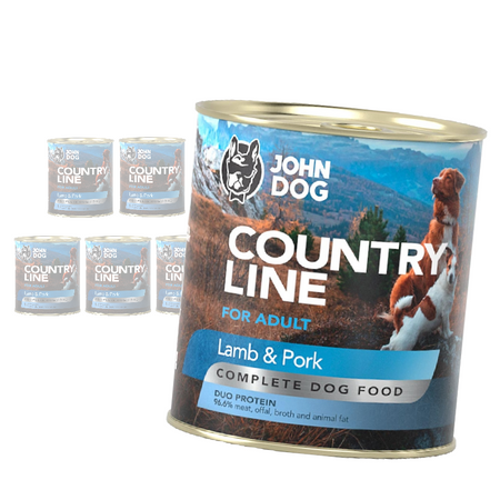 John Dog Country Line Mokra Karma Dla Dorosłych Psów Jagnięcina Z Wieprzowiną 6x800g