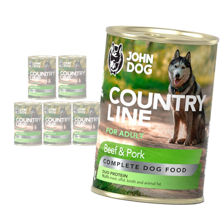 John Dog Country Line Mokra Karma Dla Dorosłych Psów Wołowina Z Wieprzowiną 6x400g