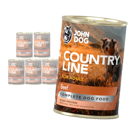 John Dog Country Line Mokra Karma Dla Dorosłych Psów Z Wołowiną 6x400g