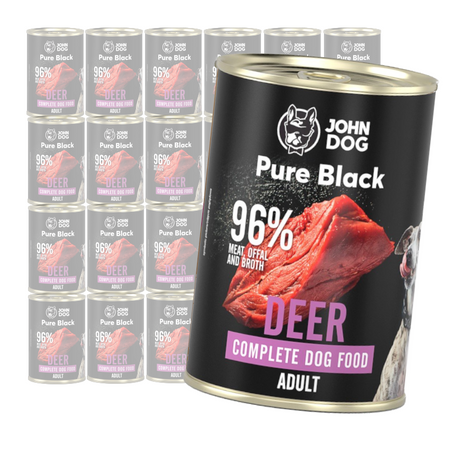 John Dog Karma Mokra Dla Psa Pure Black Z Jeleniem Puszka 24x400g