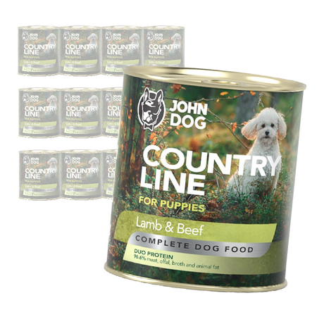 John Dog Puppy Country Line Jagnięcina z Wołowiną 12x800g Mokra Karma Dla Szczeniąt Duo Protein