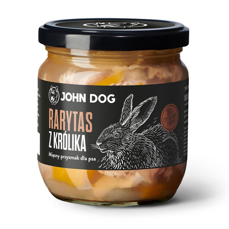 John Dog RARYTAS premium KRÓLIK z dynią i algami morskimi 380g przysmak dla psa