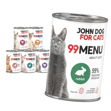 John Dog for Cats 99 Menu Mokra Karma Dla Dorosłych Kotów Mix 6 Smaków 6x400g