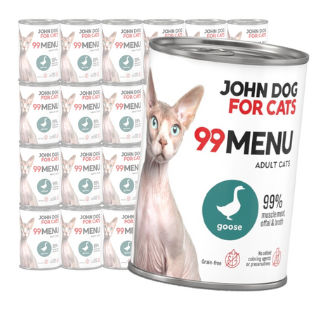 John Dog for Cats 99 Menu Mokra Karma Dla Dorosłych Kotów Z Gęsią 24x400g