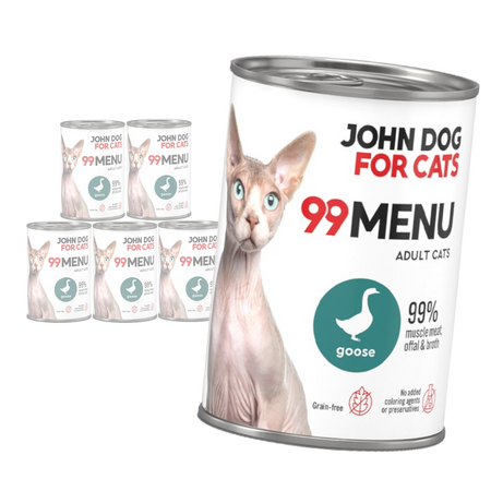 John Dog for Cats 99 Menu Mokra Karma Dla Dorosłych Kotów Z Gęsią 6x400g