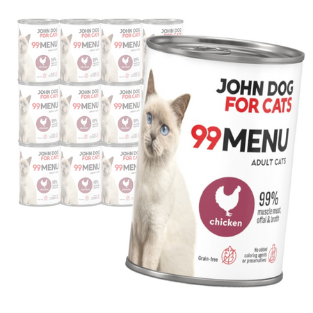 John Dog for Cats 99 Menu Mokra Karma Dla Dorosłych Kotów Z Kurczakiem 12x400g