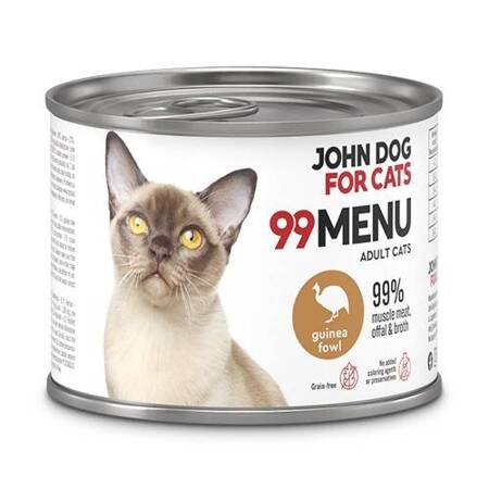 John Dog for Cats 99 Menu Mokra Karma Dla Dorosłych Kotów Z Perliczką 200g