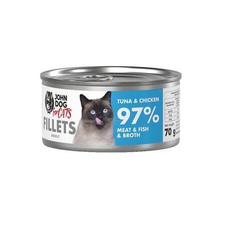 John Dog for Cats Mokra Karma Dla Dorosłych Kotów Tuńczyk Z Kurczakiem 70g