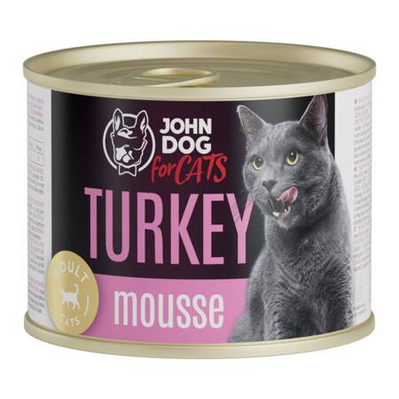 John Dog for Cats Mus z Indykiem 200g Bezzbożowa Mokra Karma Dla Kota