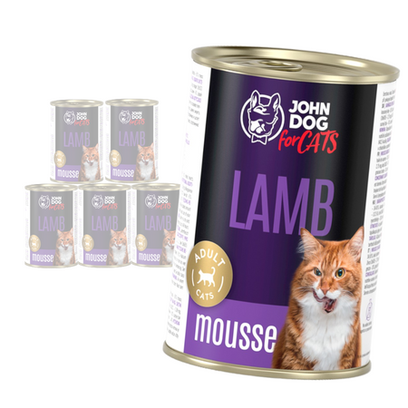 John Dog for Cats Mus z Jagnięciną 6x400g Bezzbożowa Mokra Karma Dla Kota