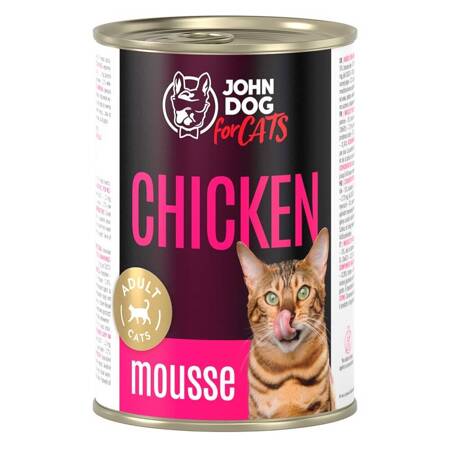 John Dog for Cats Mus z Kurczakiem 400g Bezzbożowa Mokra Karma Dla Kota