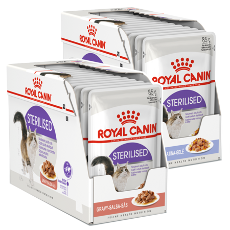 Mokra Karma Dla Kotów Sterylizowanych Royal Canin FHN Sterilised W Sosie 12x85g + W Galaretce 12x85g