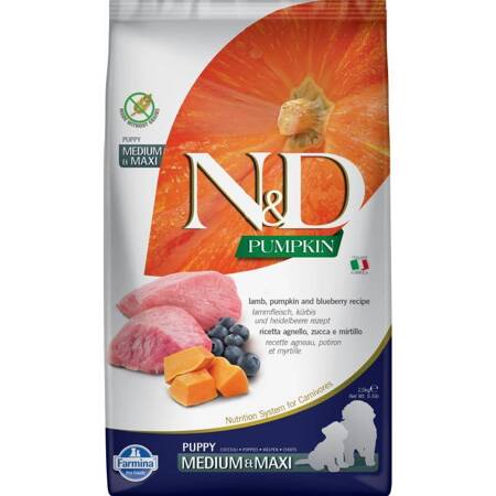 N&D GF Pumpkin Lamb Blueberry Puppy Medium Maxi 2,5 KG