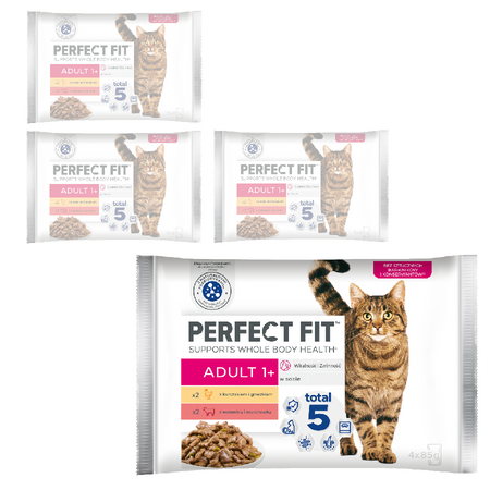 Perfect Fit Adult 1+ 16x85g Mokra Karma Dla Kotów Z Kurczakiem I Wołowiną W Sosie