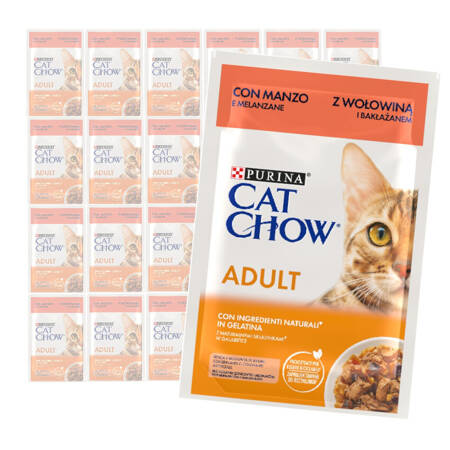 Purina Cat Chow Adult 24x85g Mokra Karma Dla Kota z Wołowiną i Bakłażanem w Galaretce