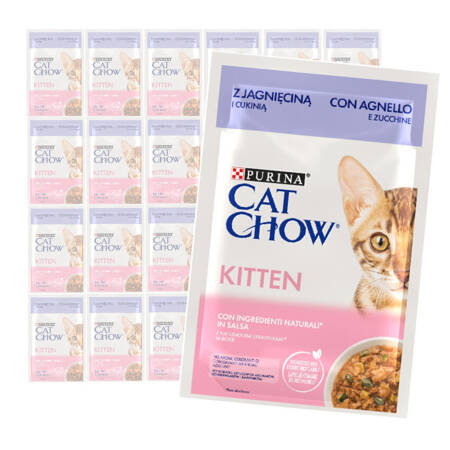 Purina Cat Chow Kitten 24x85g Mokra Karma Dla Kociąt  z Jagnięciną i Cukinią w Sosie