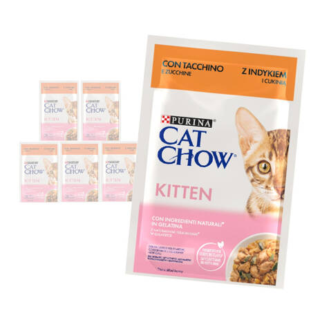 Purina Cat Chow Kitten 6x85g Mokra Karma Dla Kociąt  z Indykiem i Cukinią w Galaretce