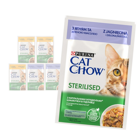 Purina Cat Chow Sterilised 6x85g Mokra Karma Dla Kota Kurczak  i Jagnięcina w Sosie