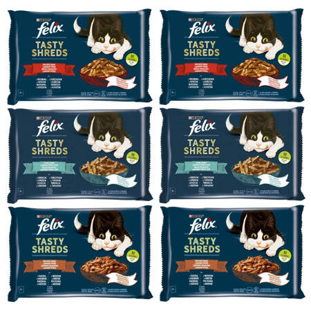 Purina Felix Tasty Shreds Mokra Karma Dla Kota Mix Smaków W Sosie 24x80g